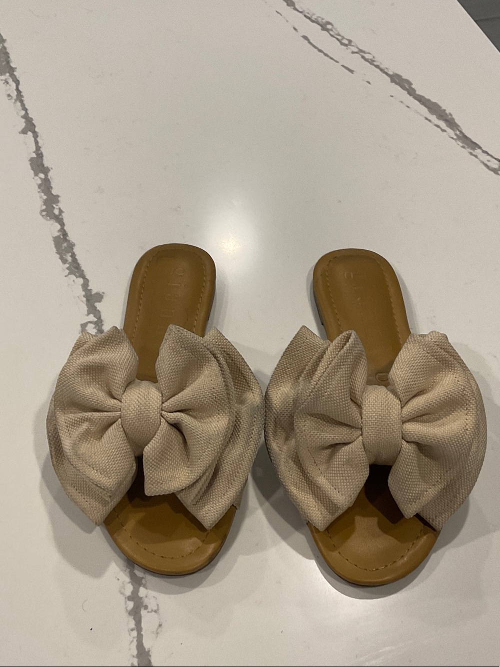 Gianni Bini Beige Bow Slide Mules
